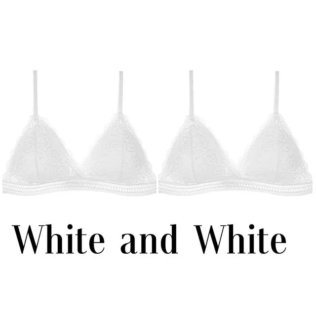 1/2PCS French Style Bralette Seamless Deep V Lace Bra Wireless Thin Underwear Sexy Lingerie Soft Push Up Bras For Women Hot
