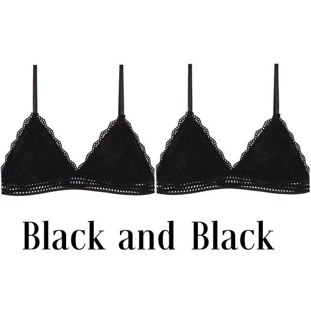 1/2PCS French Style Bralette Seamless Deep V Lace Bra Wireless Thin Underwear Sexy Lingerie Soft Push Up Bras For Women Hot