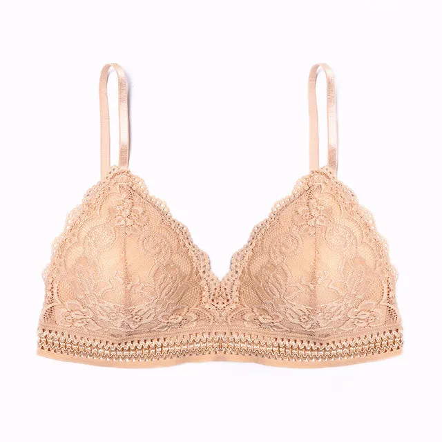 1/2PCS French Style Bralette Seamless Deep V Lace Bra Wireless Thin Underwear Sexy Lingerie Soft Push Up Bras For Women Hot