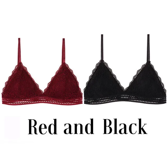 1/2PCS French Style Bralette Seamless Deep V Lace Bra Wireless Thin Underwear Sexy Lingerie Soft Push Up Bras For Women Hot