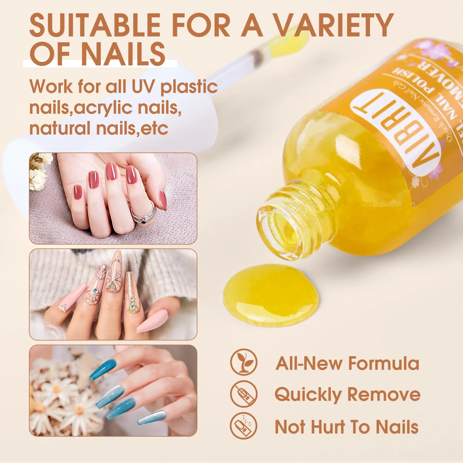 AIBRIT 1 Pack Gel Nail Polish Remover, No Need for Soaking or Foil, Quickly Remove Gel Nail Polish in 5 Minutes, Removedor de Esmalte Gel, 0.6 Fl/Oz