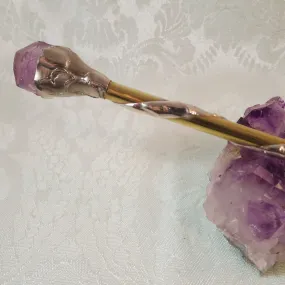 Amethyst and Brass Soldered Crystal Wand