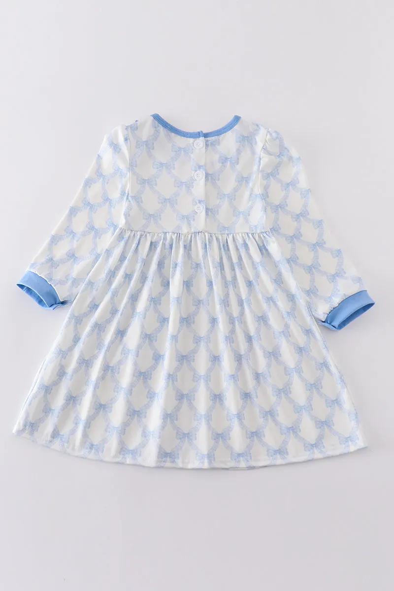Blue bow ruffle dress