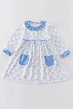 Blue bow ruffle dress