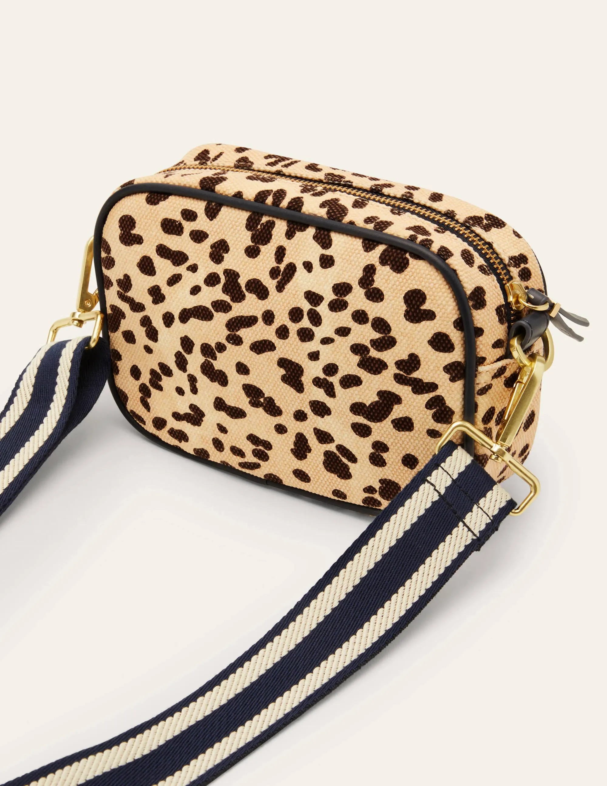Canvas Crossbody Bag-Natural Leopard
