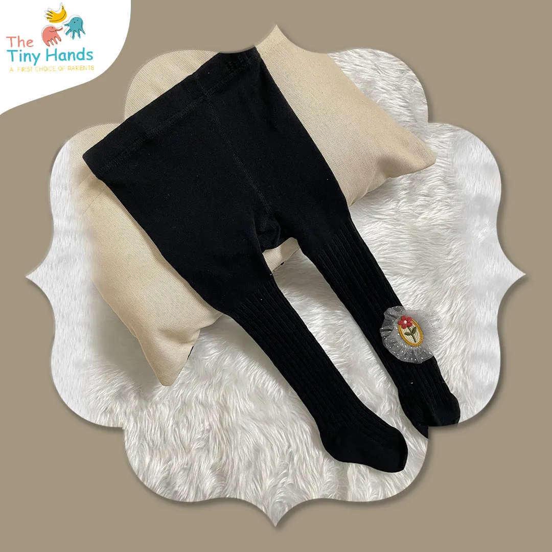 Chirpy Cheer Black and Grey Cotton Stockings (2-3) Years