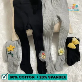 Chirpy Cheer Black and Grey Cotton Stockings (2-3) Years