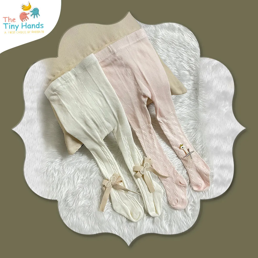 Classy Bash White and Light Pink Cotton Stockings (2-3) Years