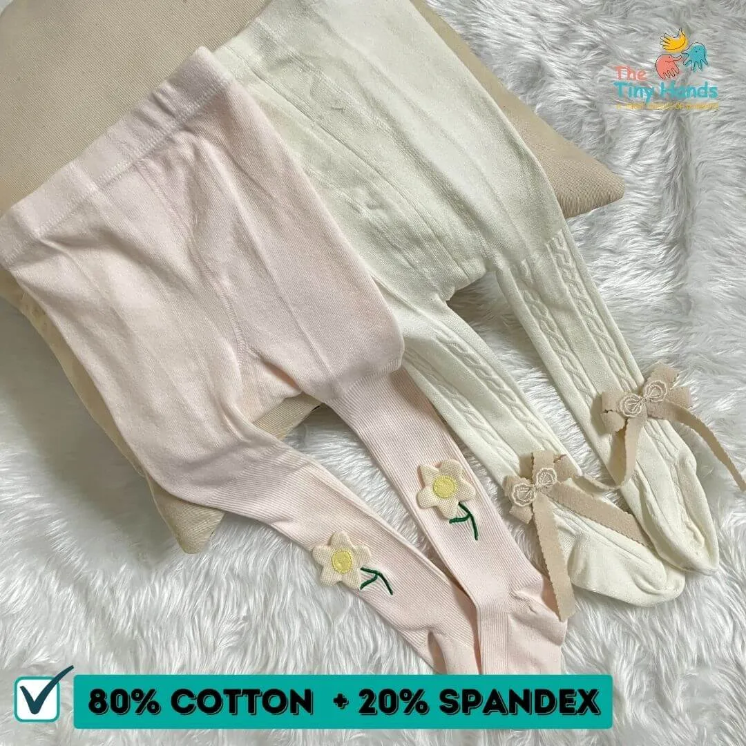 Classy Bash White and Light Pink Cotton Stockings (2-3) Years