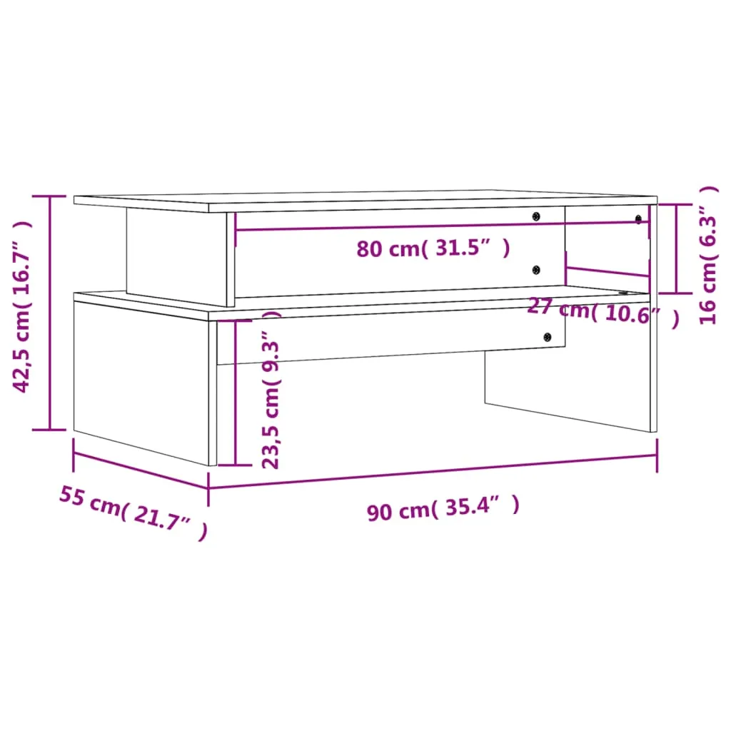 Coffee Table Accent Couch Sofa Side Table with Storage Engineered Wood