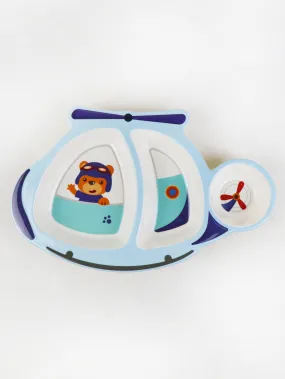 Helicopter Shaped 3-Compartment Melamine Tray Sky Blue