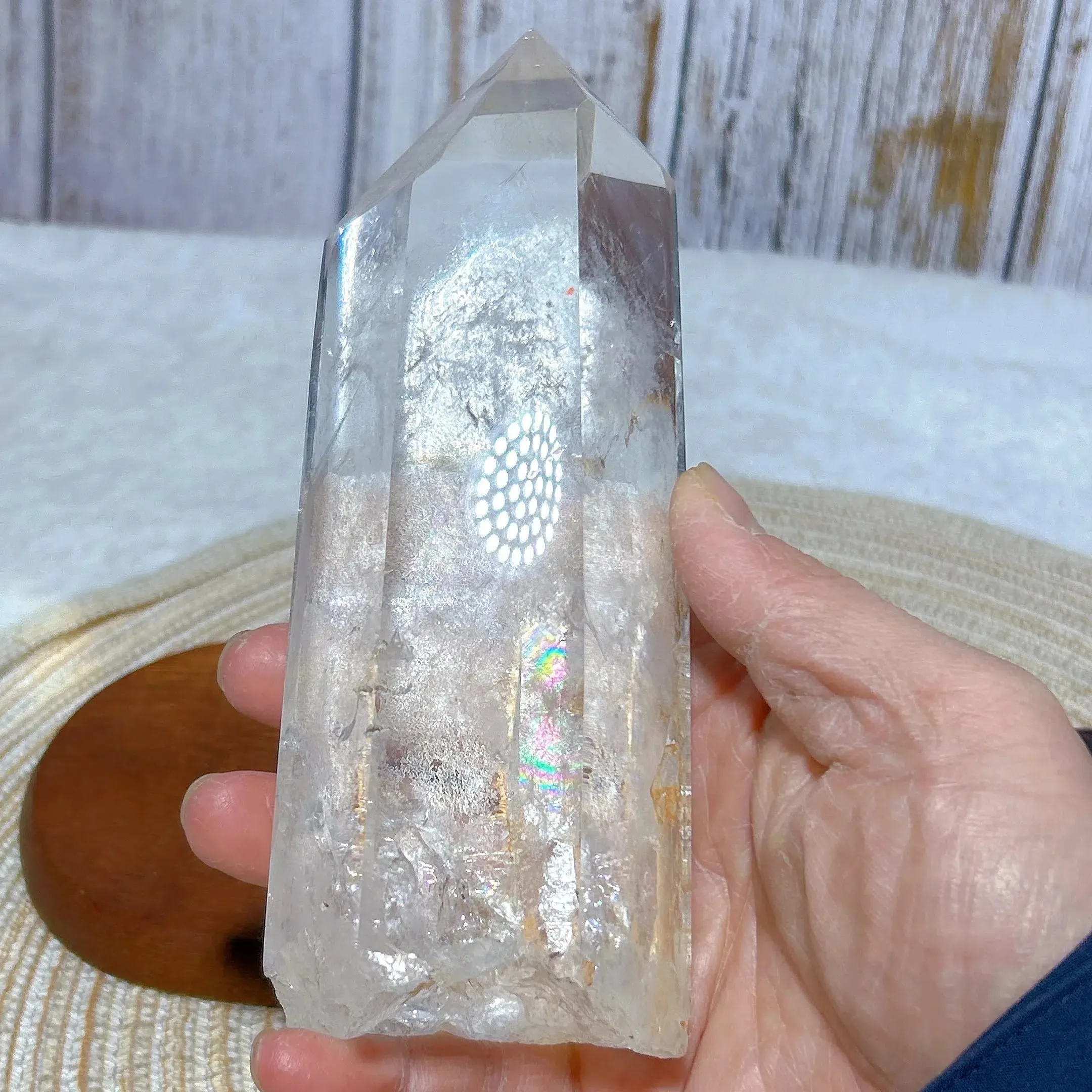 High Quality Natural Clear Quartz Rainbow Point