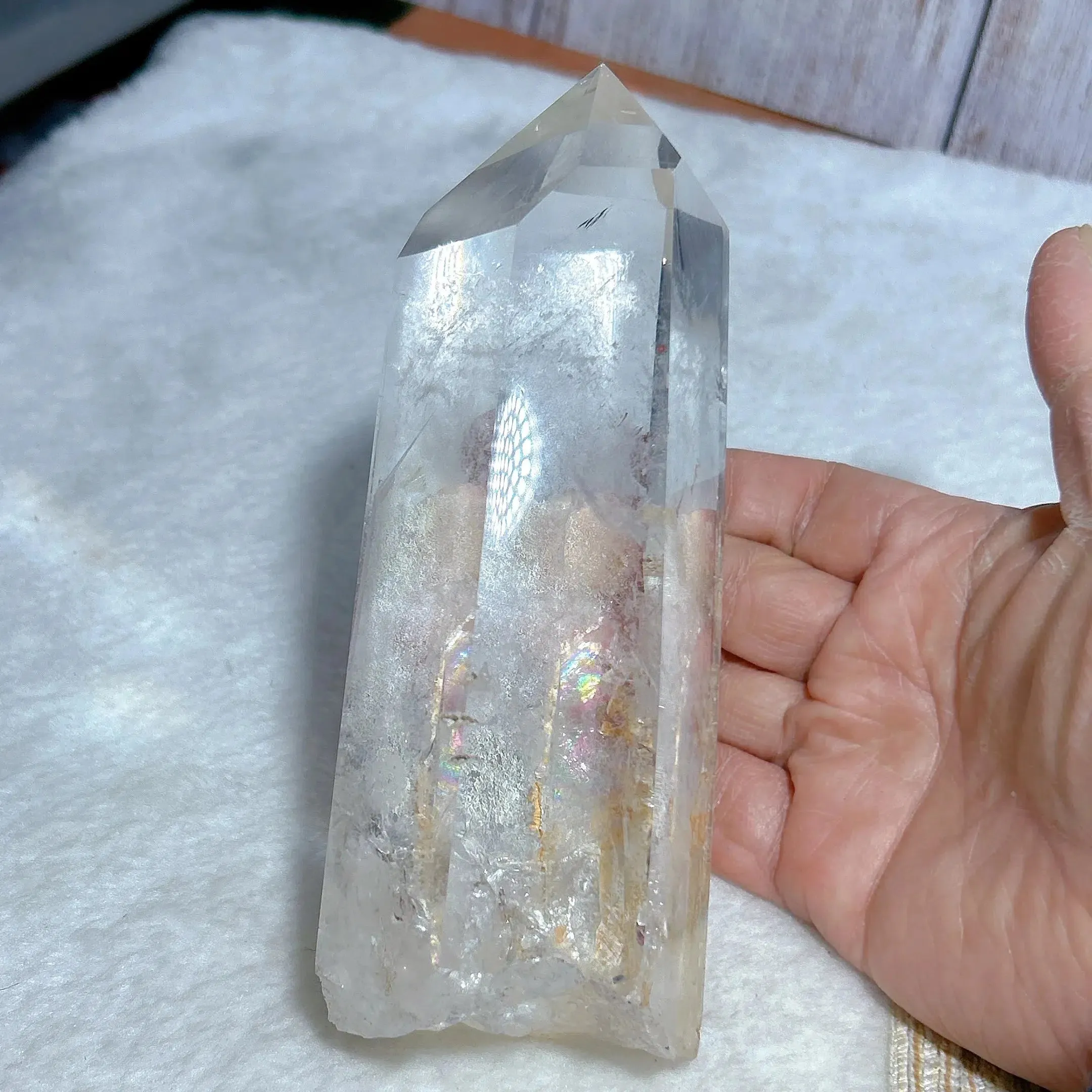 High Quality Natural Clear Quartz Rainbow Point