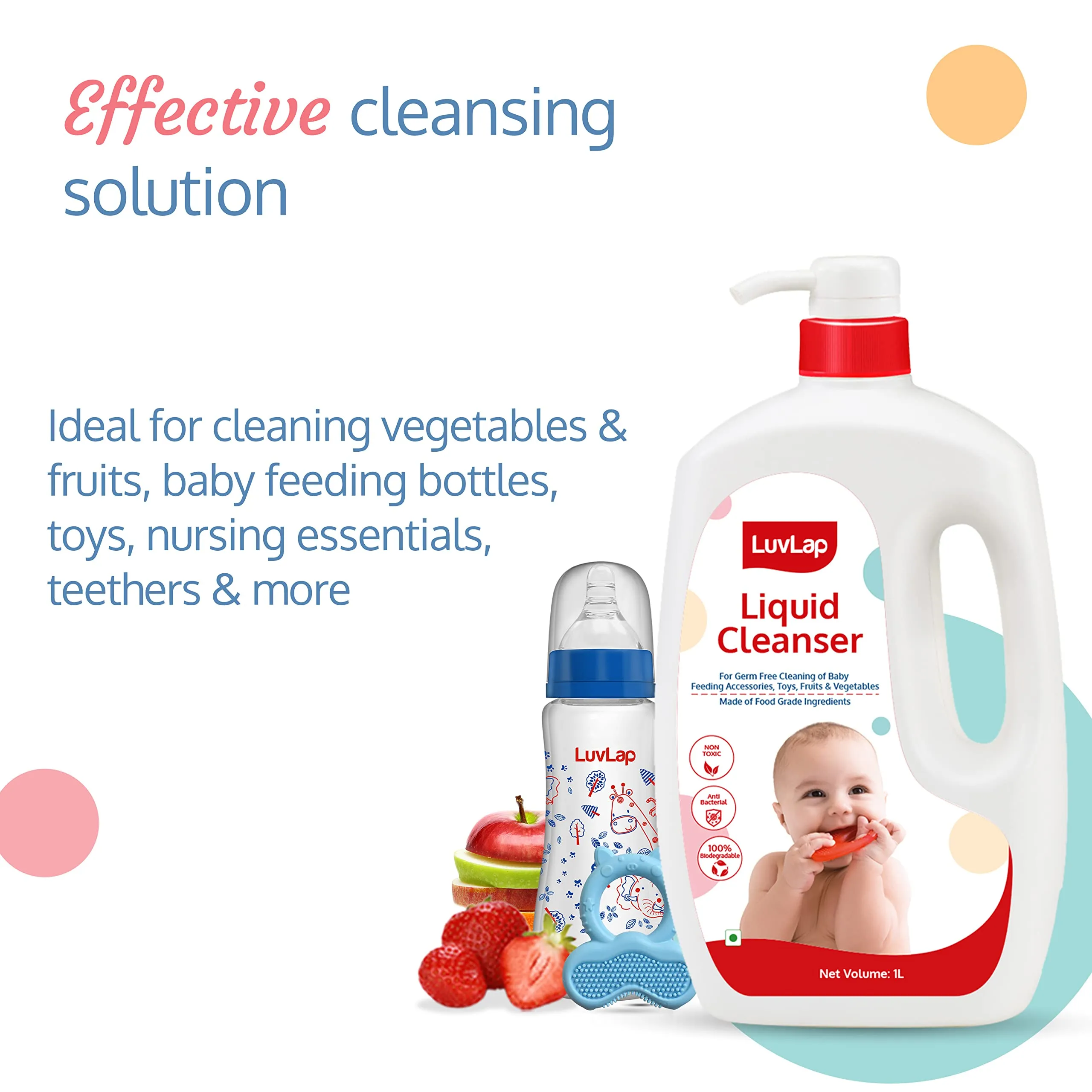 Luv Lap Liquid Cleanser 1000ml for Feeding Bottles, Baby Accessories & Vegetables - 18180