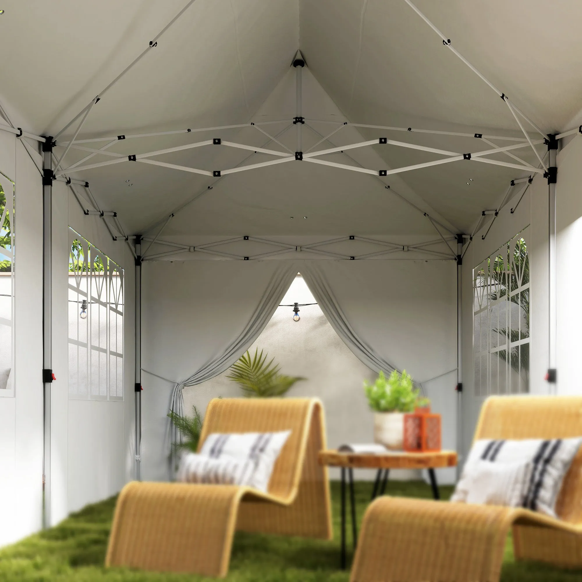 Outsunny 3 x 6m Pop Up Gazebo with Sides and Carry Bag, UPF50 , White