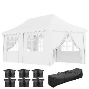 Outsunny 3 x 6m Pop Up Gazebo with Sides and Carry Bag, UPF50 , White