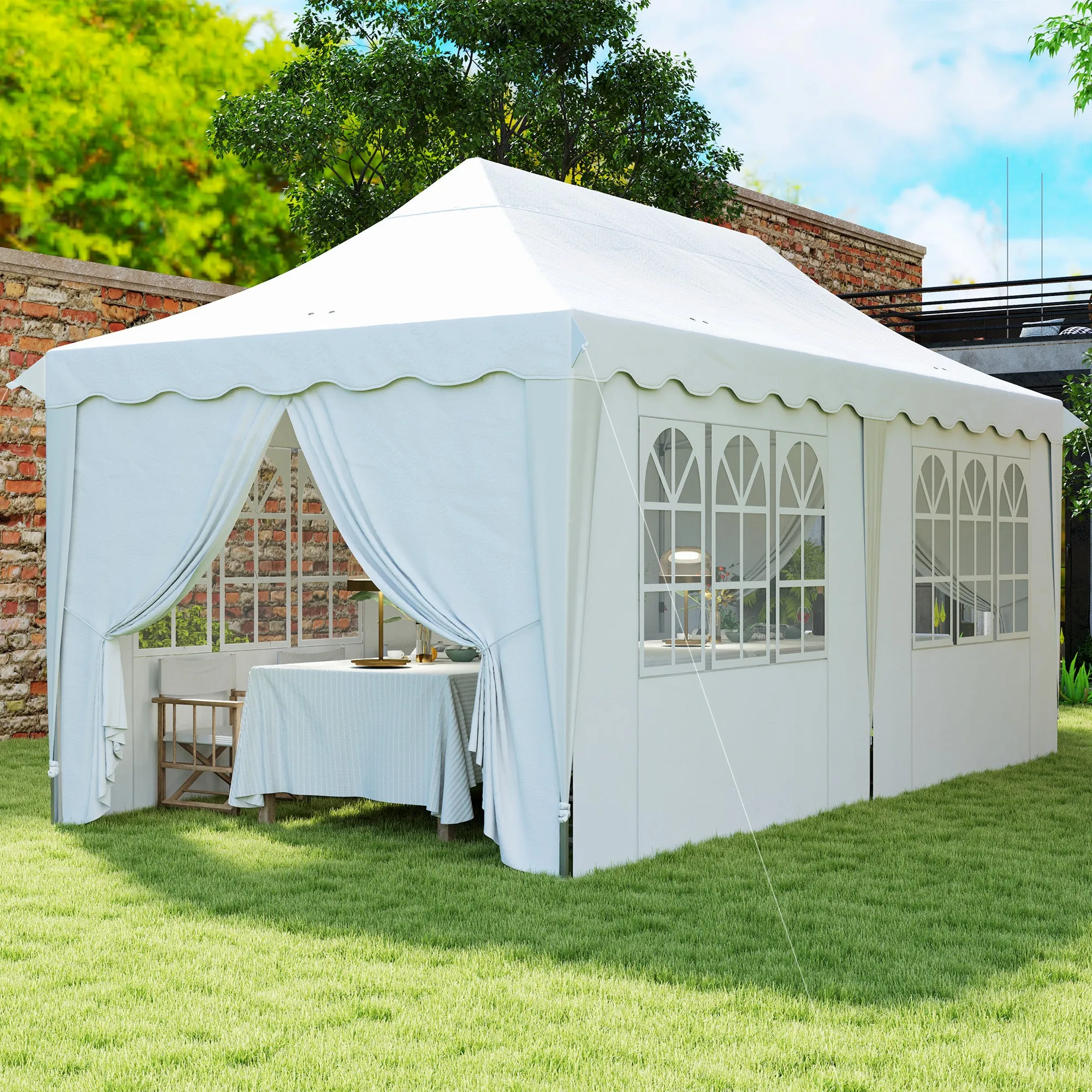 Outsunny 3 x 6m Pop Up Gazebo with Sides and Carry Bag, UPF50 , White
