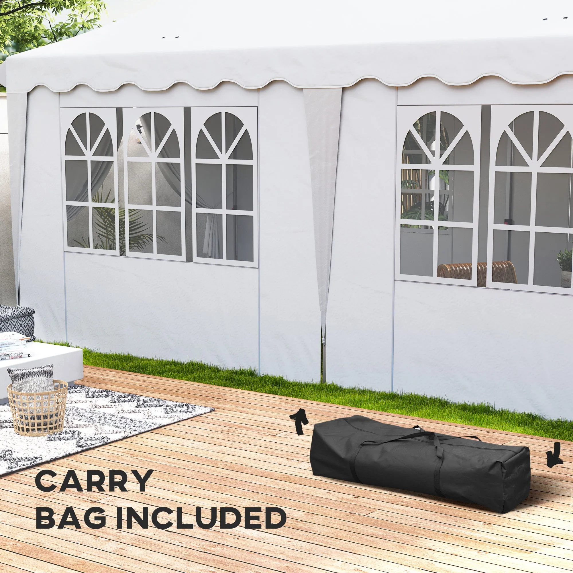 Outsunny 3 x 6m Pop Up Gazebo with Sides and Carry Bag, UPF50 , White
