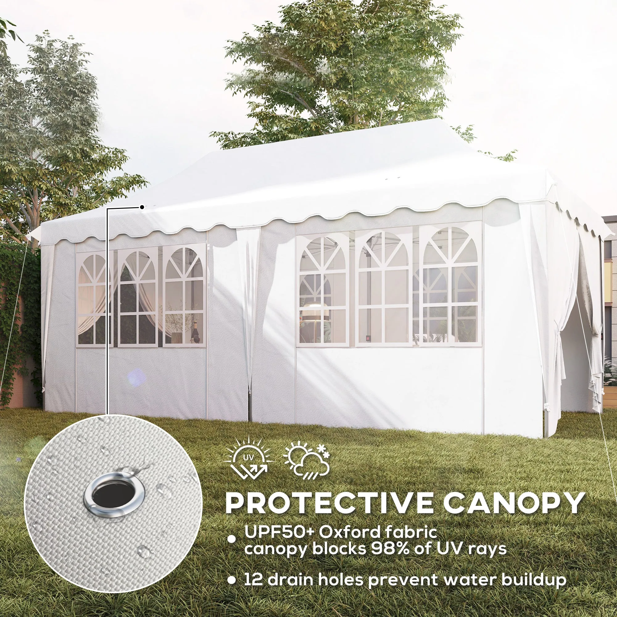Outsunny 3 x 6m Pop Up Gazebo with Sides and Carry Bag, UPF50 , White