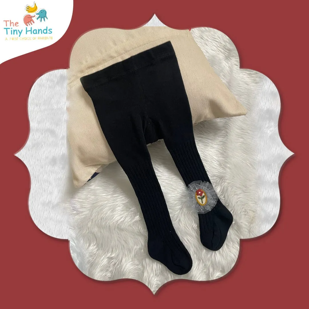 Play Party Pink and Black Cotton Stockings (0-1) Years