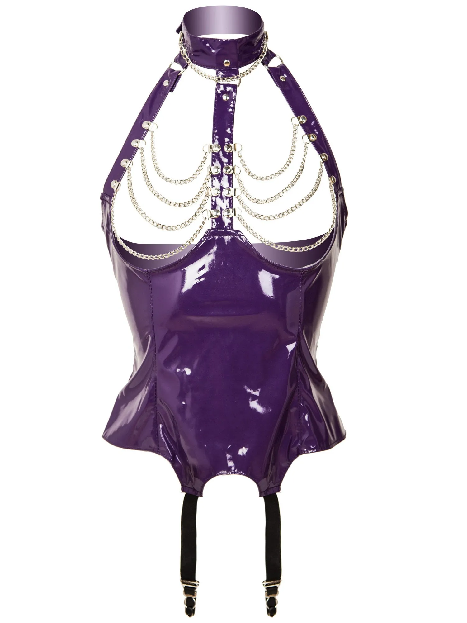 PVC Chain Open Bust Basque  Purple