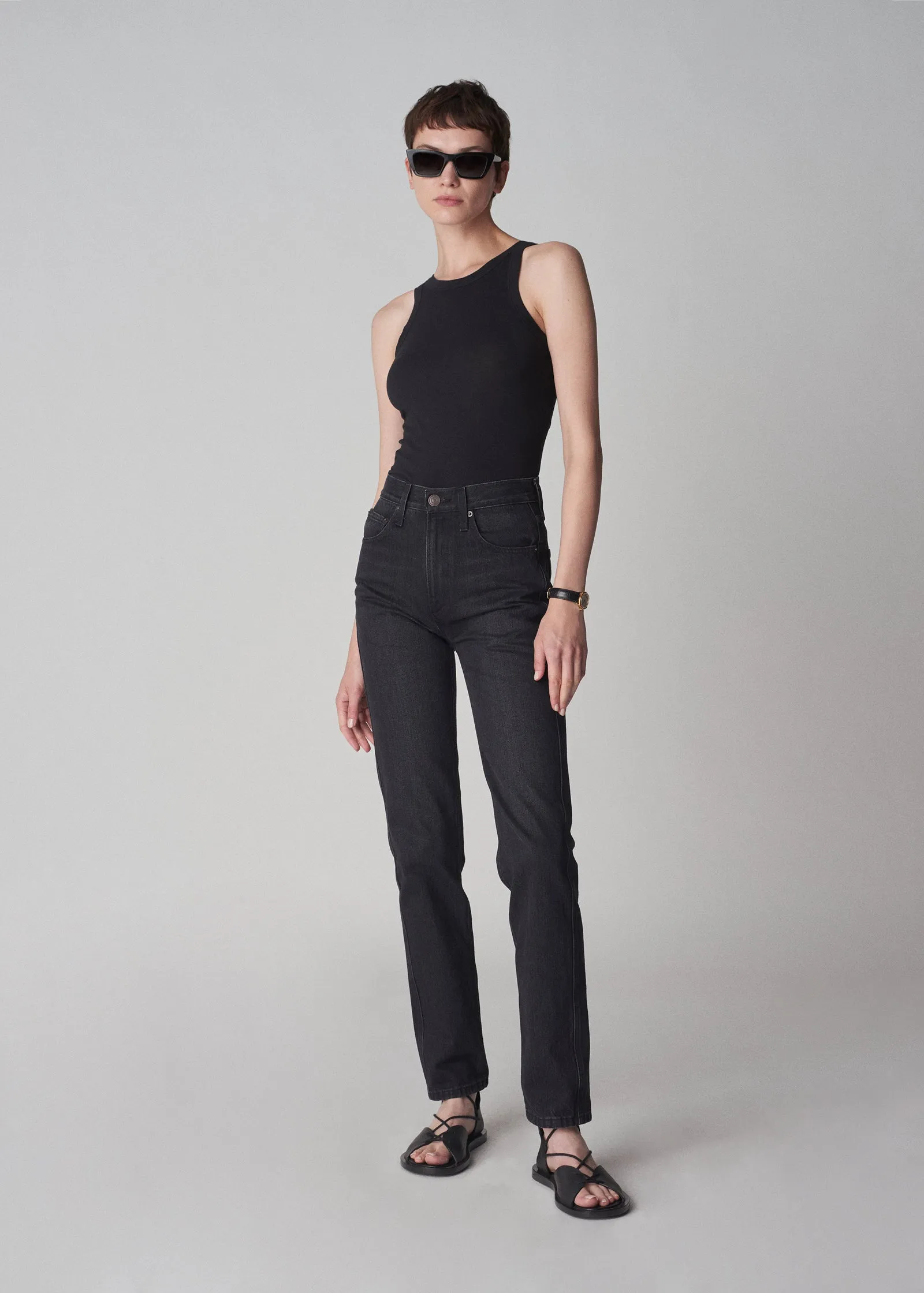 Tank Top in Smooth Cotton Jersey - Black