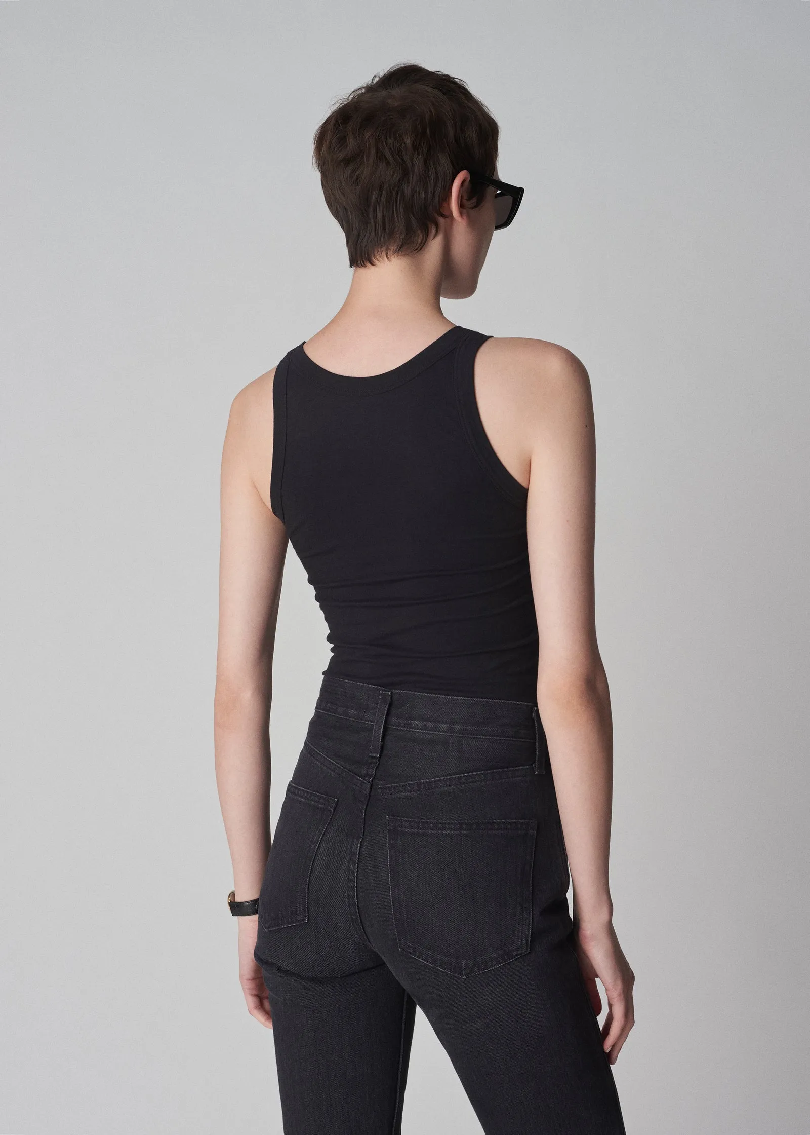 Tank Top in Smooth Cotton Jersey - Black