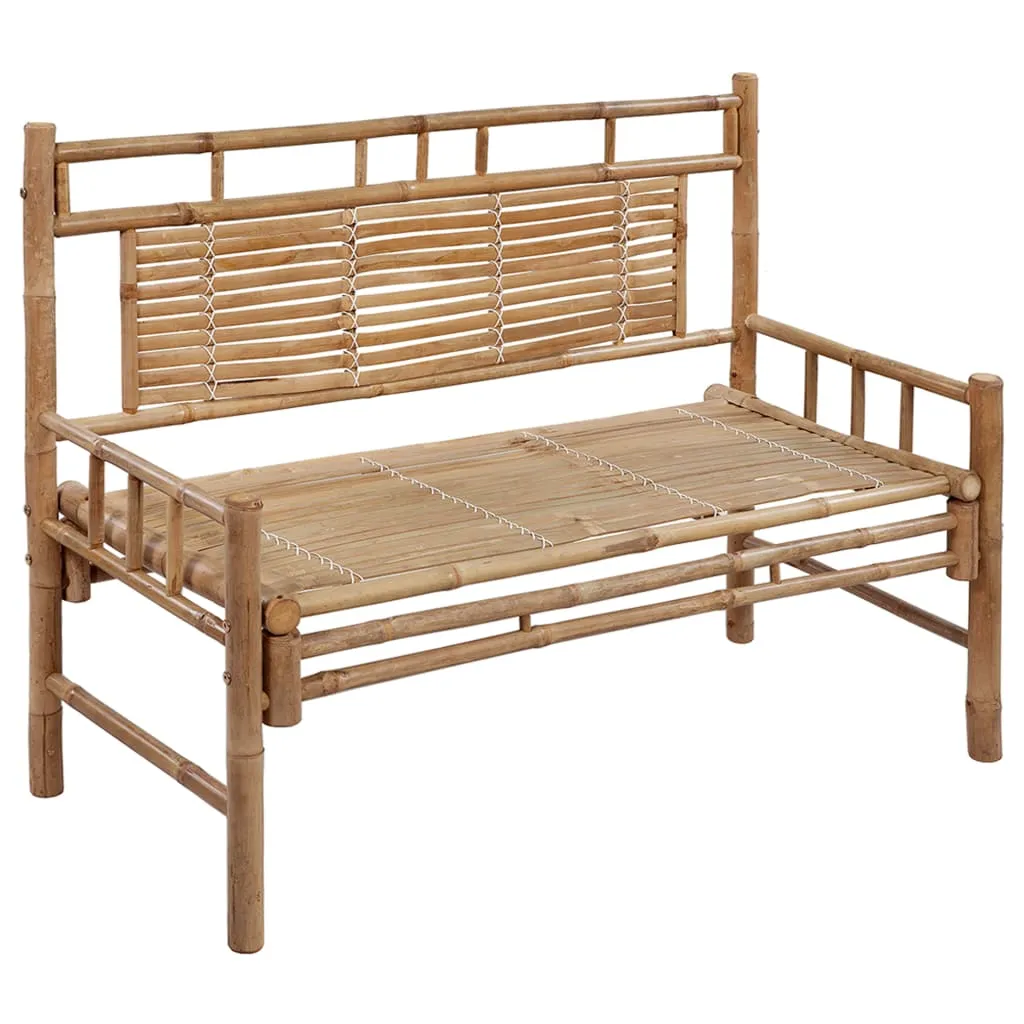 vidaXL Patio Bench with Cushion 47.2'' Bamboo - Outdoor Garden Furniture