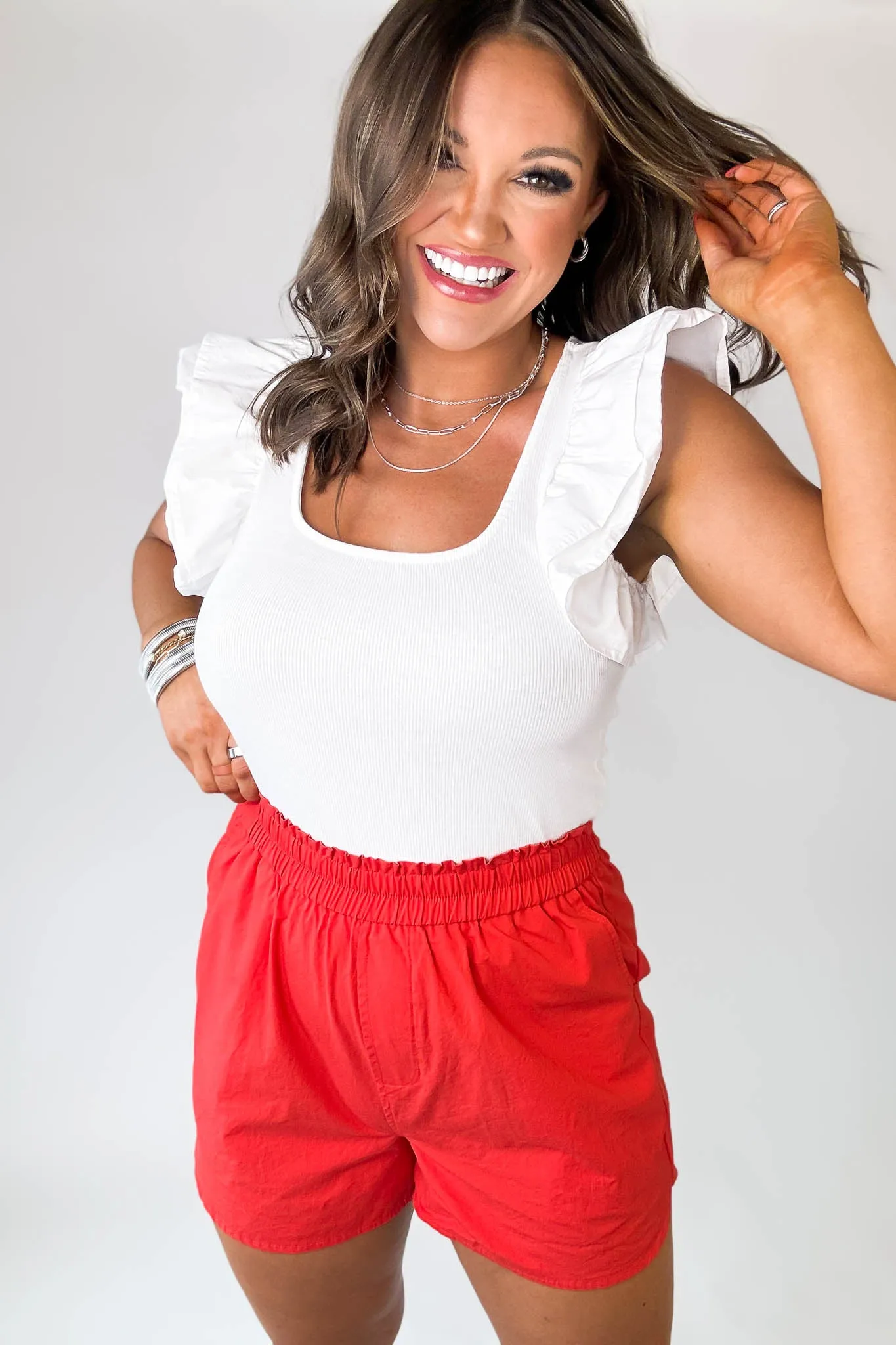 White Ruffle Top