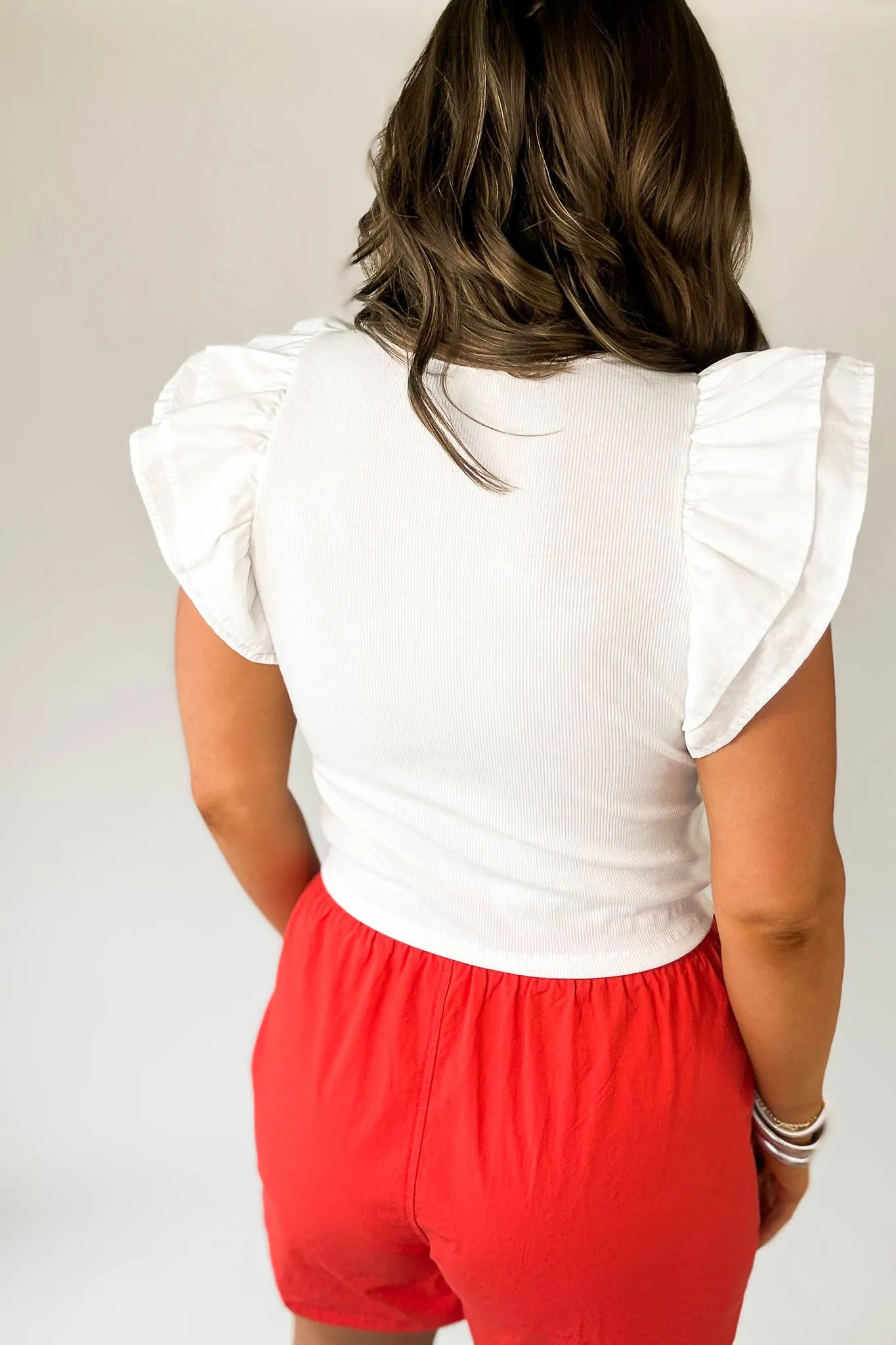 White Ruffle Top