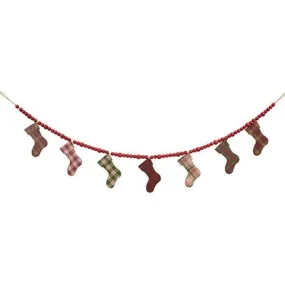 *Wooden Plaid Stockings & Beads Garland