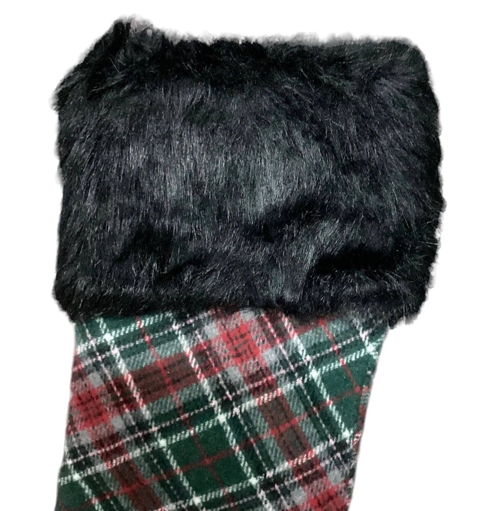 Xmas Stockings Plaid with Black Fur